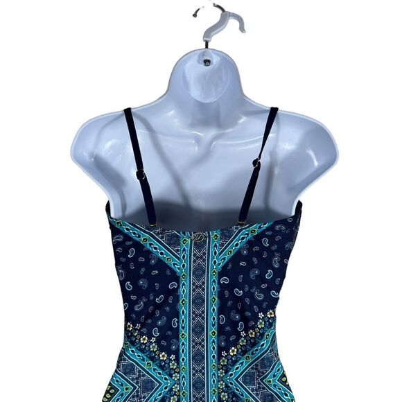 Jantzen Blue Floral Paisley Tummy Control Smoothing Bathing Suit - Picture 3 of 10